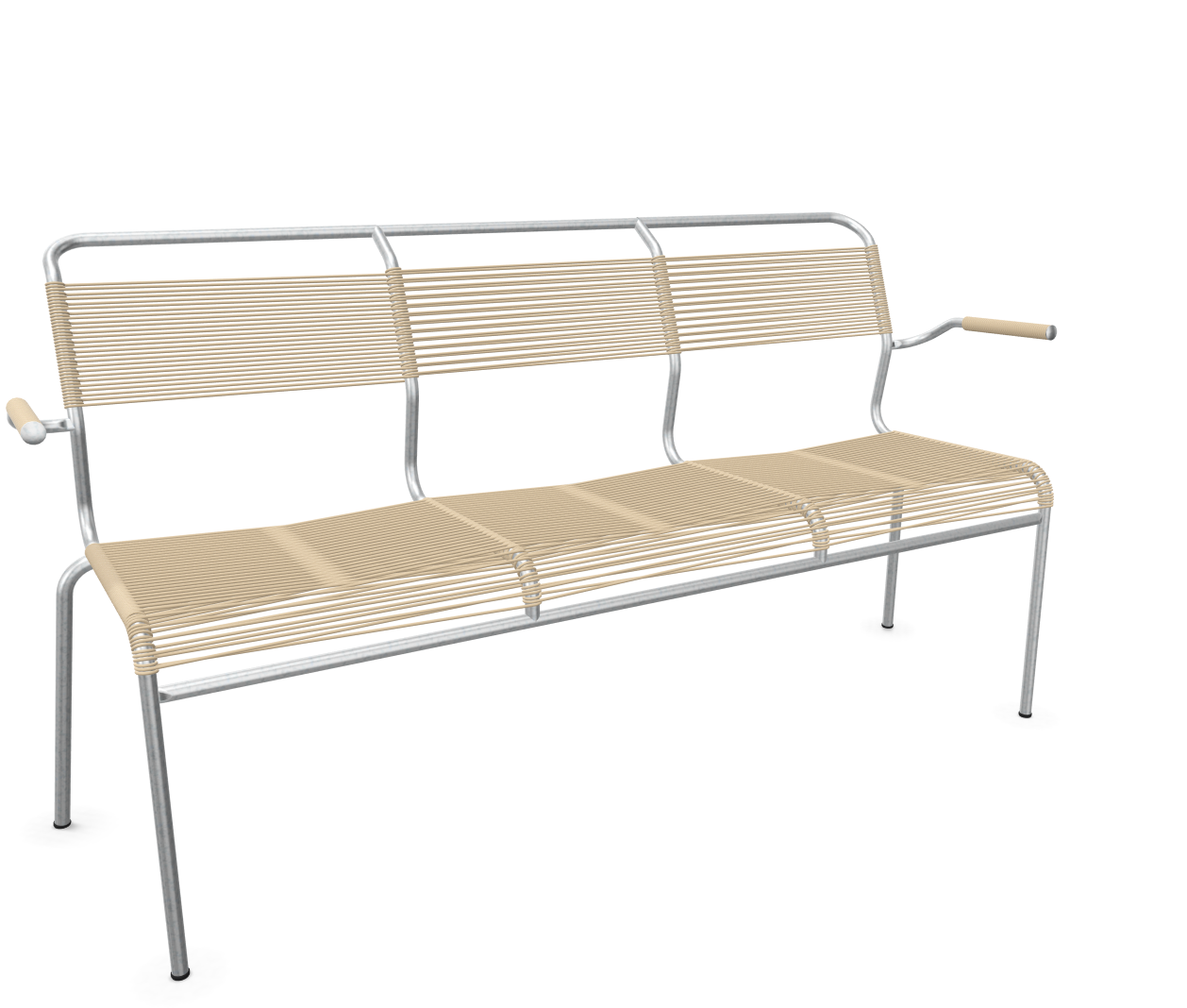 Schaffner Spaghetti-3er-Bank Säntis mit Lehne Feuerverzinkt Braun | Schubiger Möbel