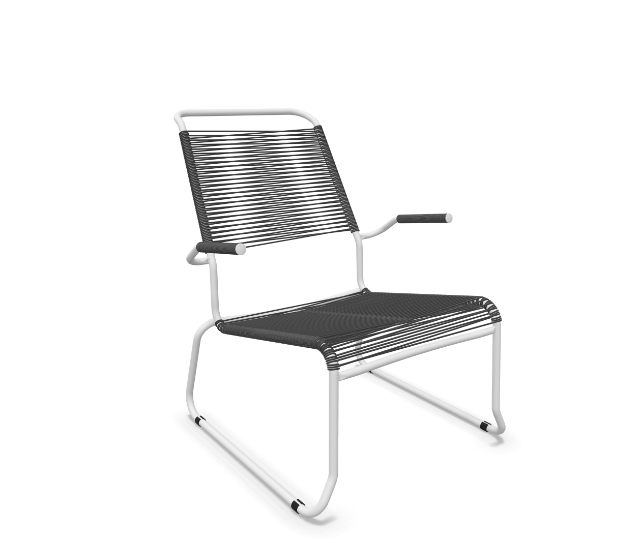 Kufen-Spaghetti-Lounger Säntis mit Lehne / Hochlehner von Schaffner / Farbe: Anthrazit / Grösse: 68 x 85 cm