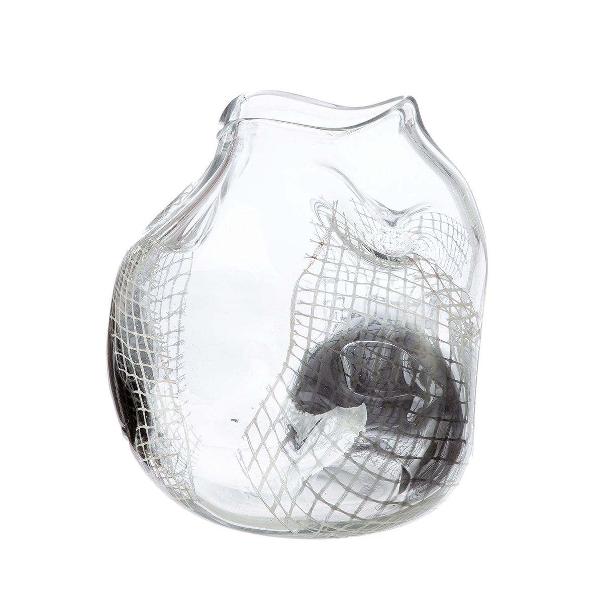 Gilde Vase Grid, Glas, Gesteift, Klar, Schwarz H: 22 cm  | Schubiger Möbel