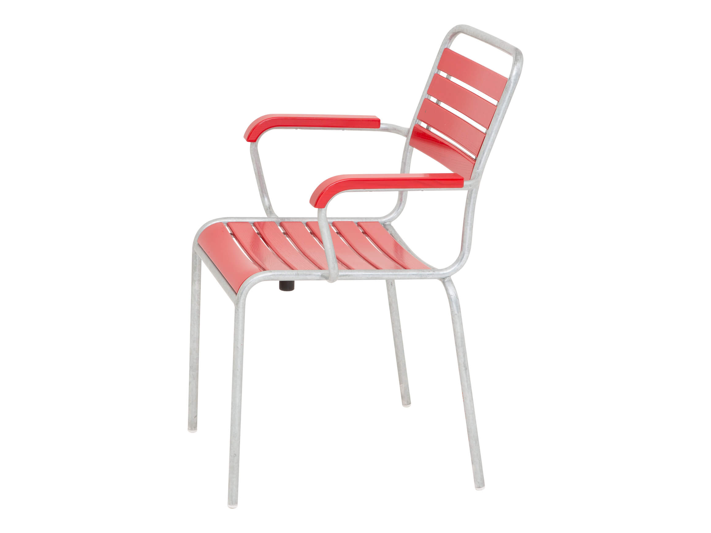 Holzlatten-Stuhl Rigi mit Armlehnen Schaffner / Farbe: Rot