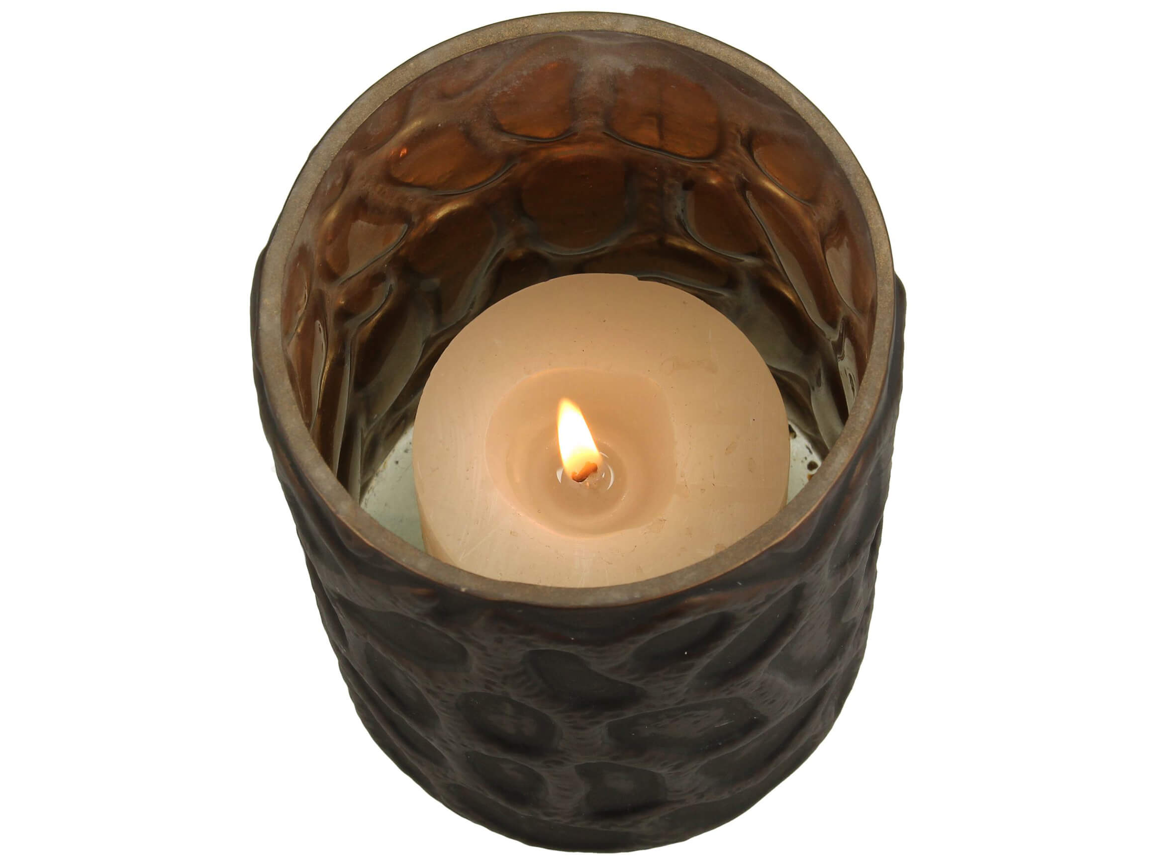 Windlicht Glas Gold-Braun H: 15 cm Kersten