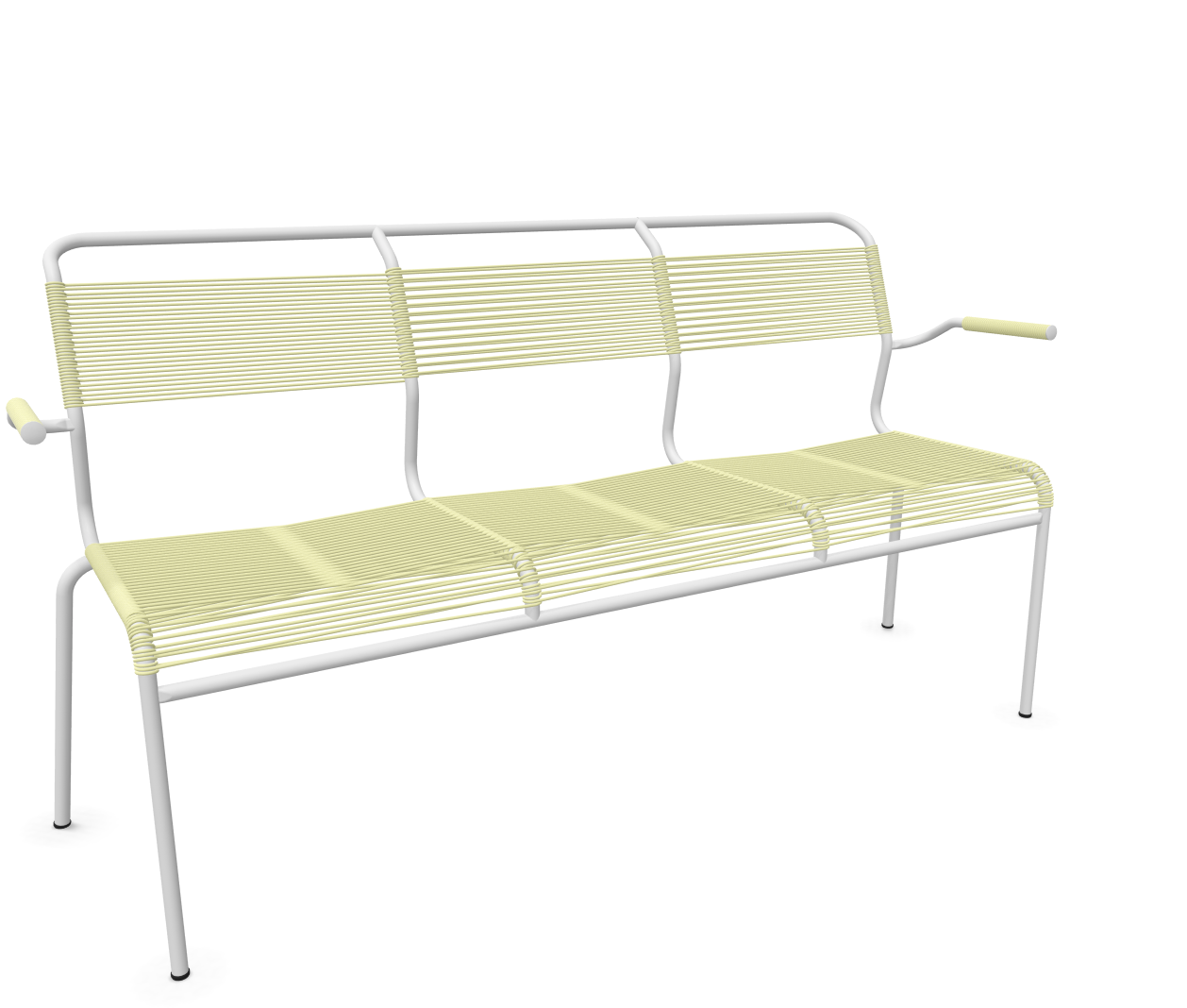 Schaffner Spaghetti-3er-Bank Säntis mit Lehne Gelb | Schubiger Möbel