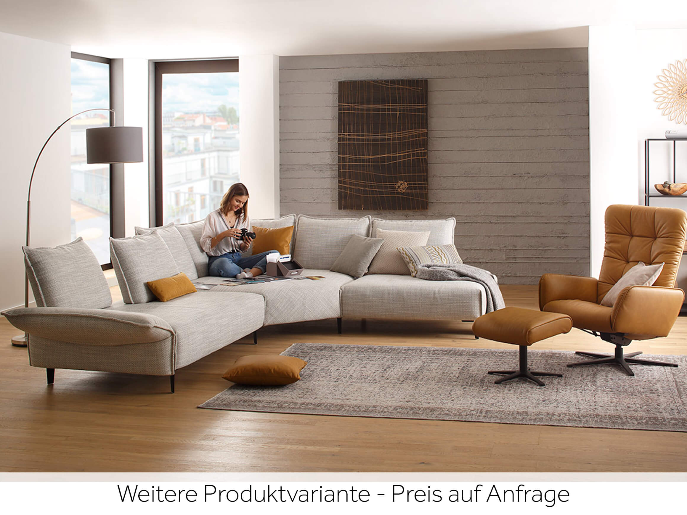 Ecksofa Bochum Basic Schillig Willi / Farbe: Eisgrau / Material: Leder Basic