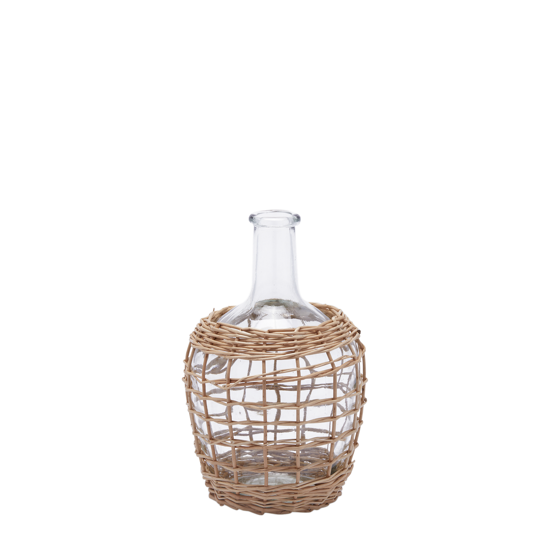 Edg Vase Flasch im Korb Glas H: 25 cm  | Schubiger Möbel