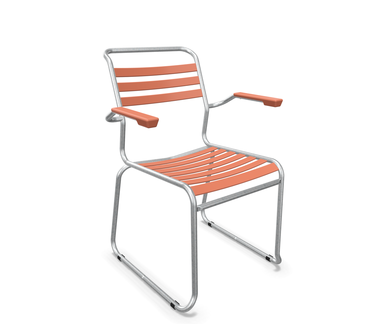 Schaffner Kufen-Lättli-Stuhl Säntis mit Lehne Feuerverzinkt Braun | Schubiger Möbel