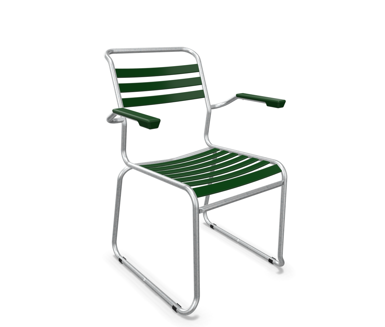 Schaffner Kufen-Lättli-Stuhl Säntis mit Lehne Feuerverzinkt Grün | Schubiger Möbel