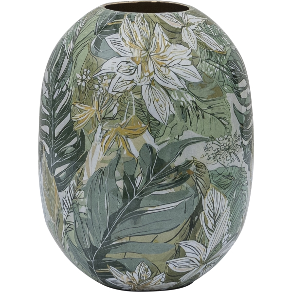 Gasper Vase Instyle, Blattdekor Metall Grün  | Schubiger Möbel
