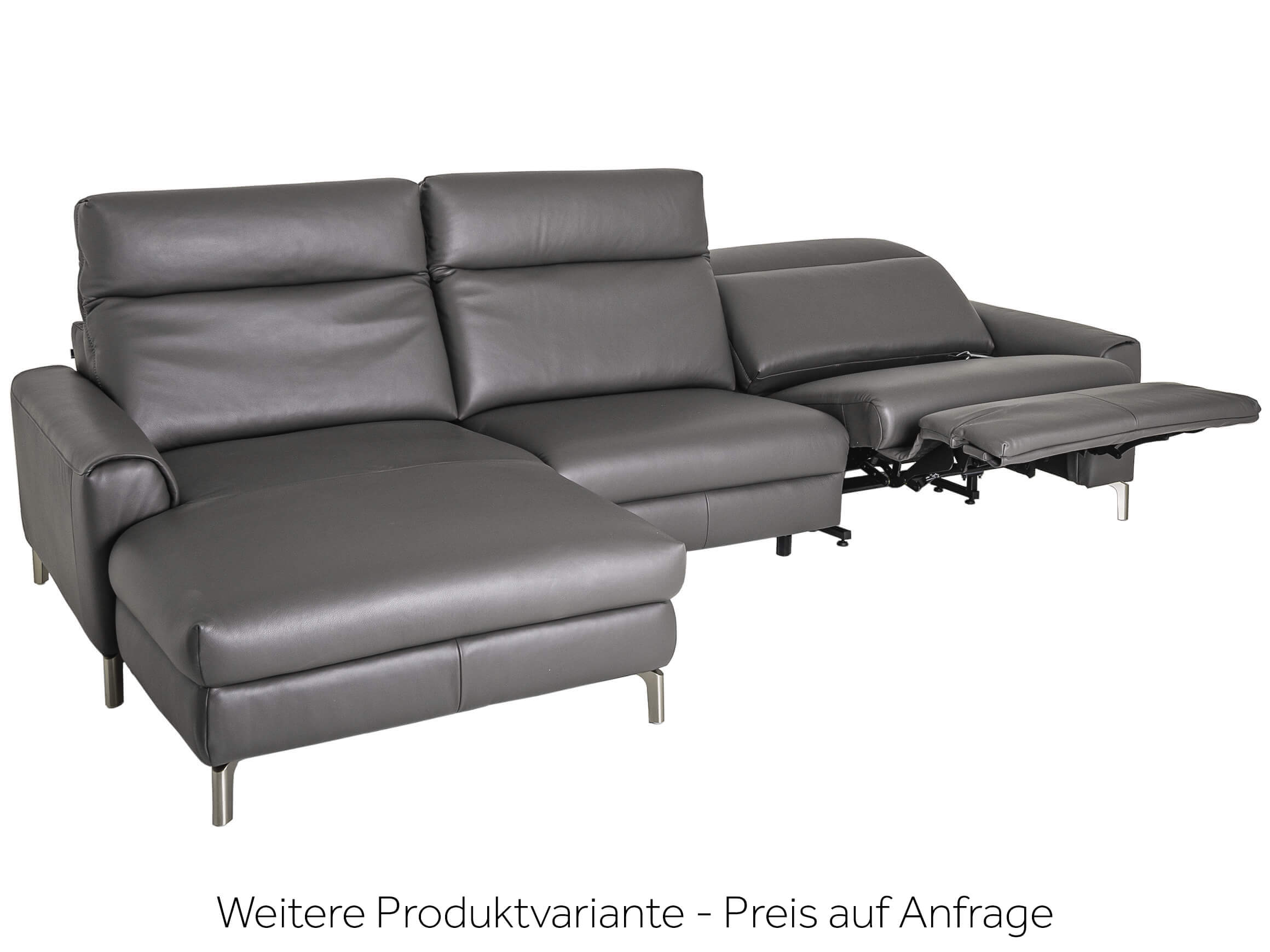 Ecksofa Valeria Rom / Farbe: Carbon / Bezugsmaterial: Leder