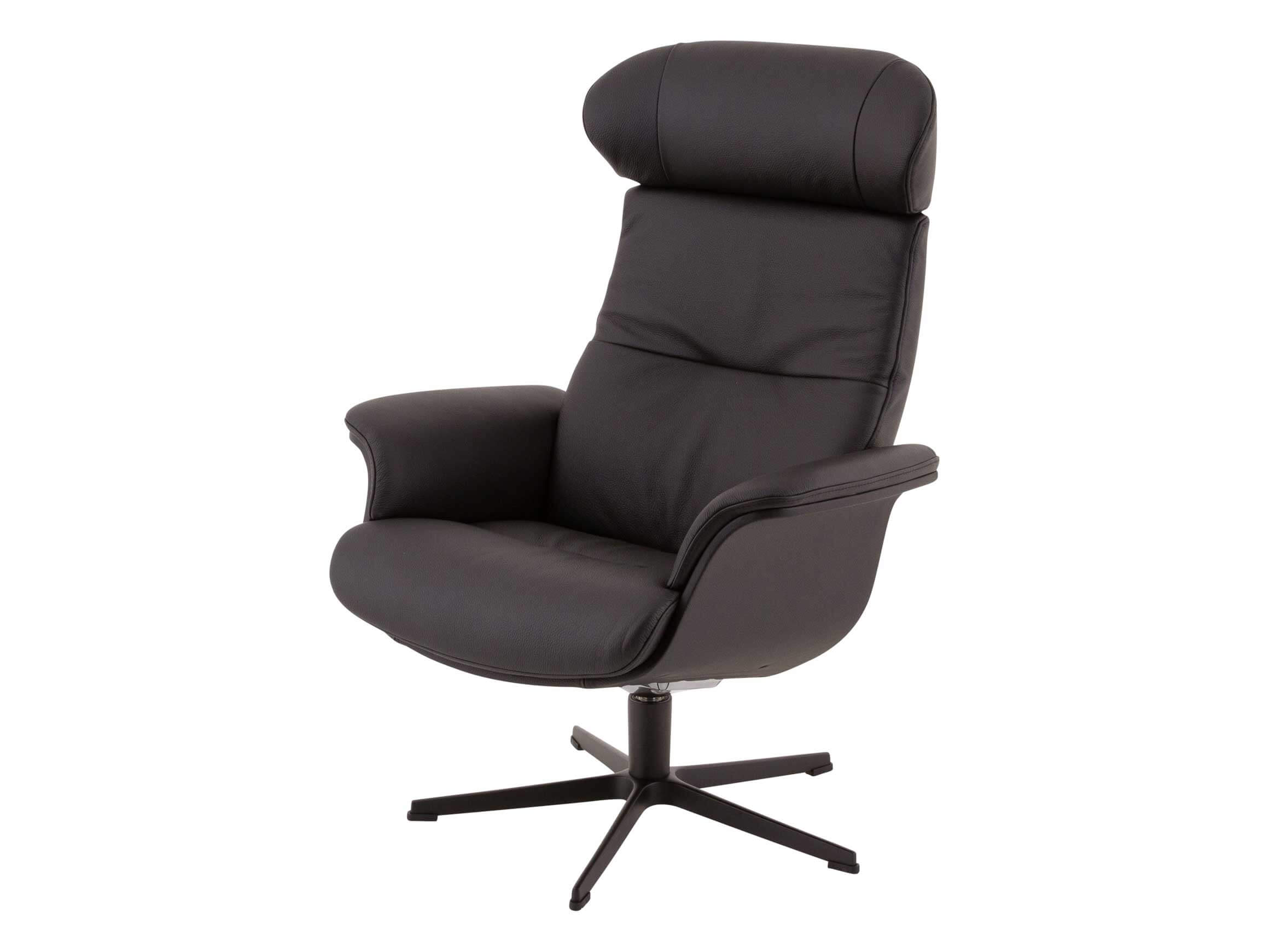 Relaxer Time Out, Leder Schwarz, Kreuzfuss Schwarz, Eames Chair