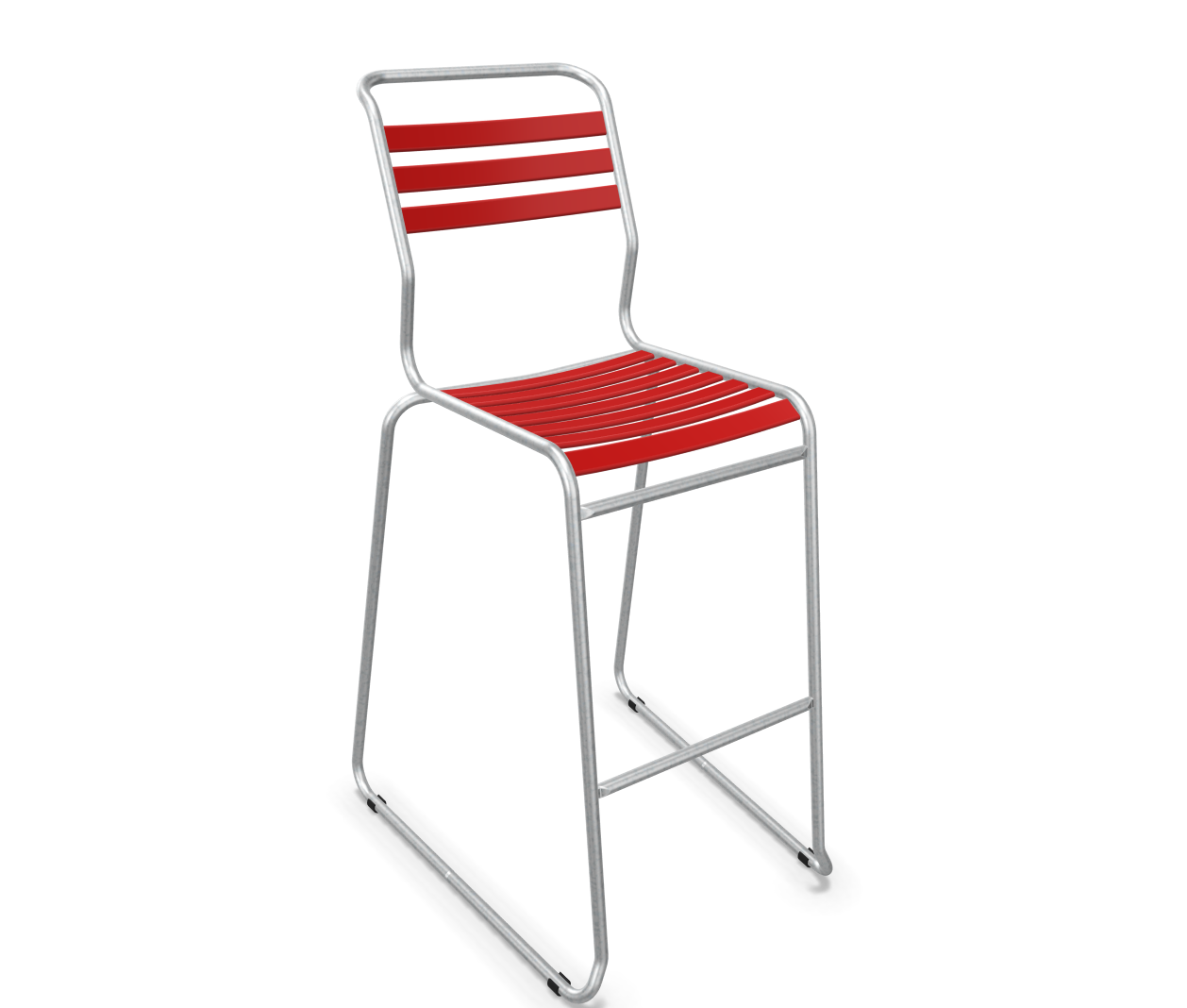 Schaffner Bar-Kufen-Lättlistuhl Säntis Feuerverzinkt Rot | Schubiger Möbel