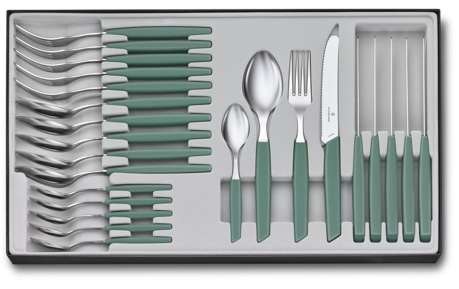 Besteck-Set-Swiss Modern, 24-teilig, Salbeigrün-Alltron