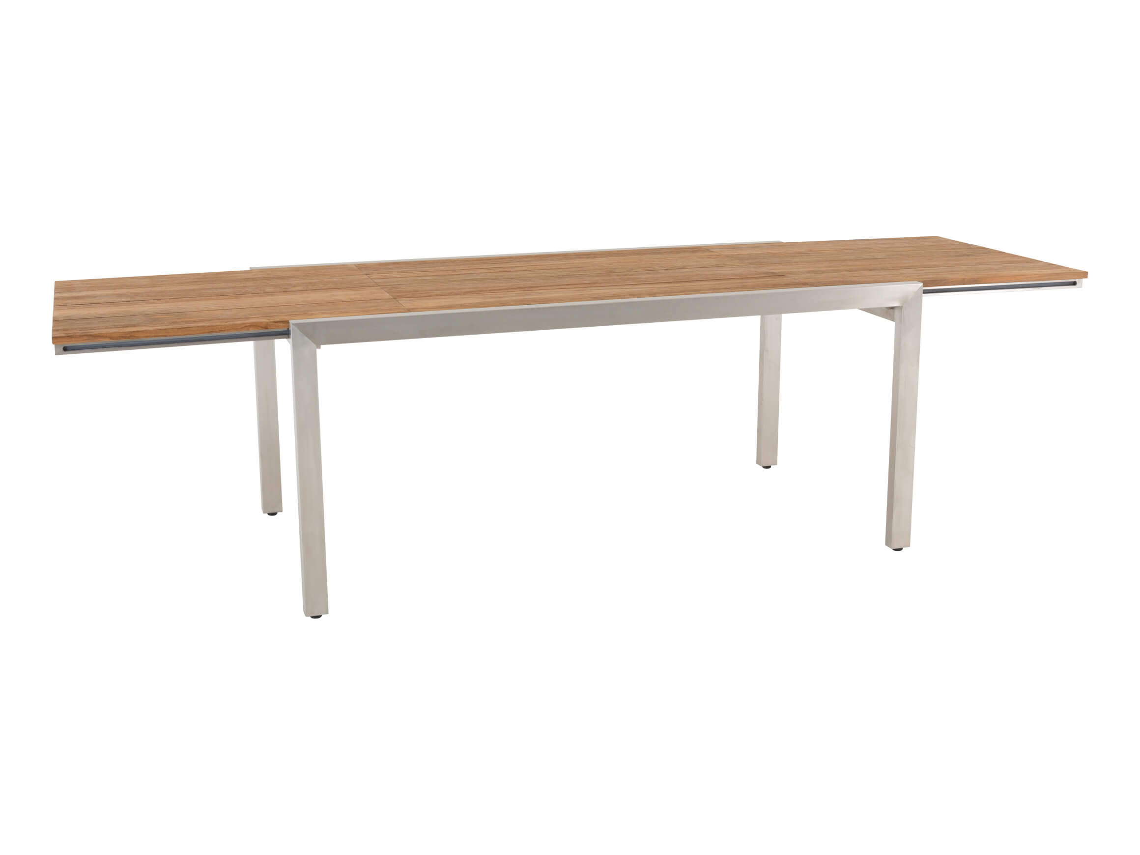Ausziehtisch Kubex, Edelstahl, Teakholz, b 90 cm t 170-280 cm h 75 cm