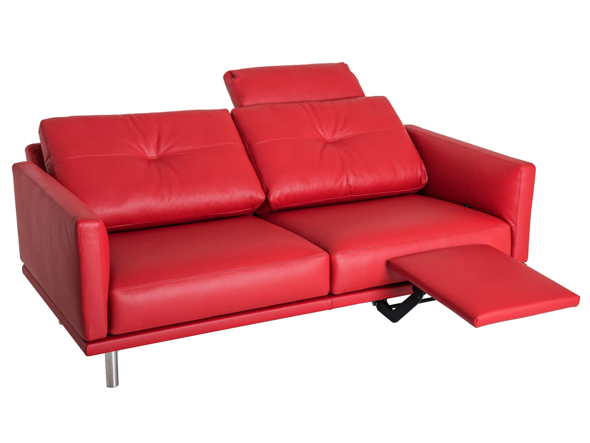 Sofa Moris B: 178 cm Intertime / Farbe: Rot / Bezugsmaterial: Leder