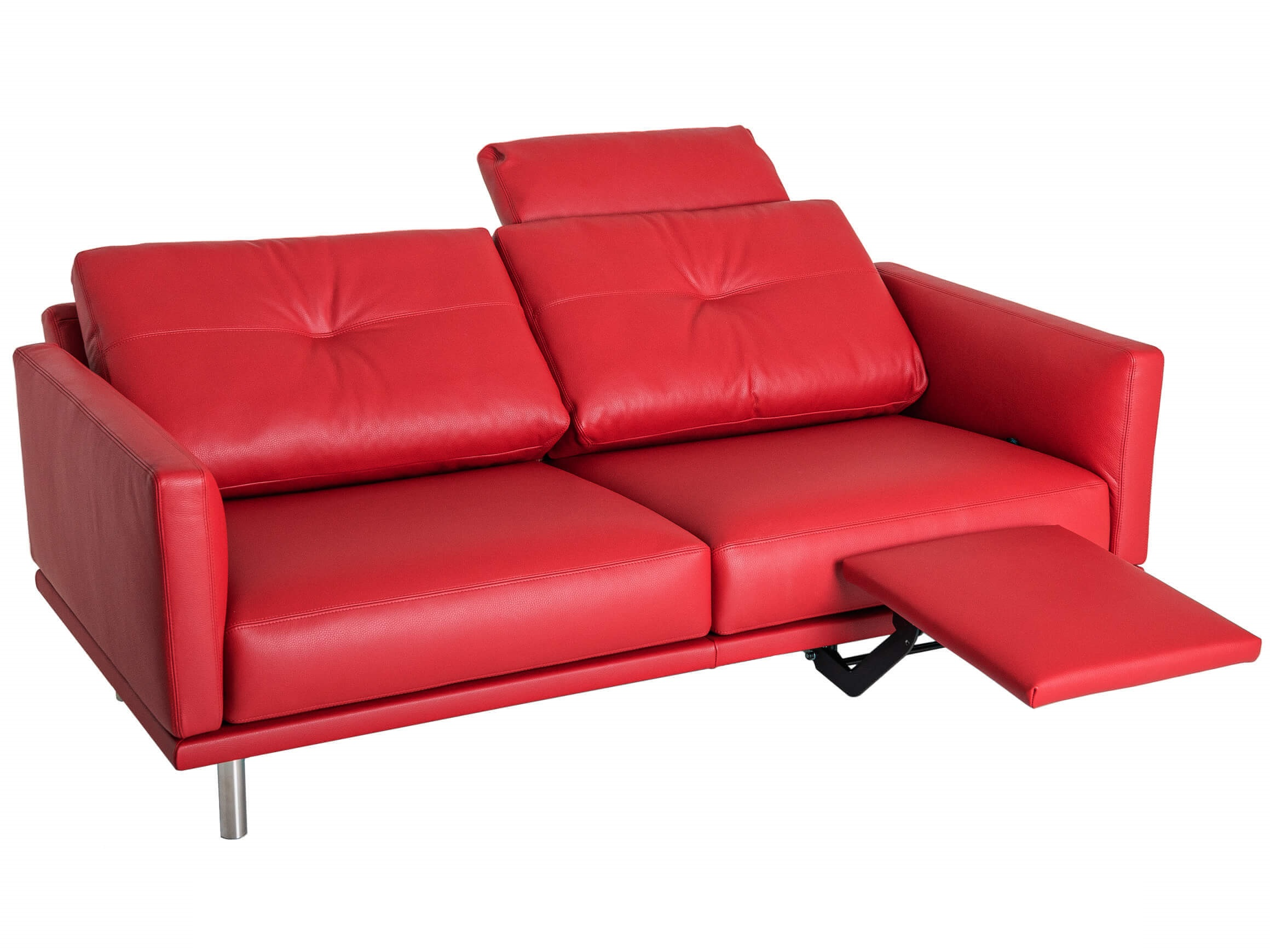 Sofa Moris B: 178 cm Intertime / Farbe: Rot / Bezugsmaterial: Leder
