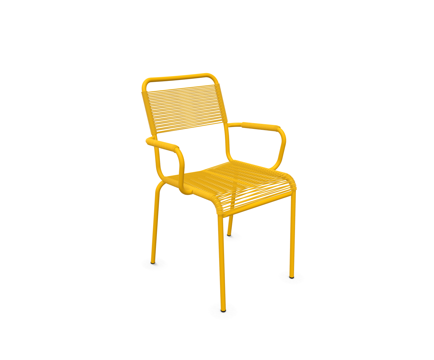Spaghetti-Stuhl Rigi mit Armlehnen von Schaffner / Farbe: Gelb / Grösse: 57 x 61 cm