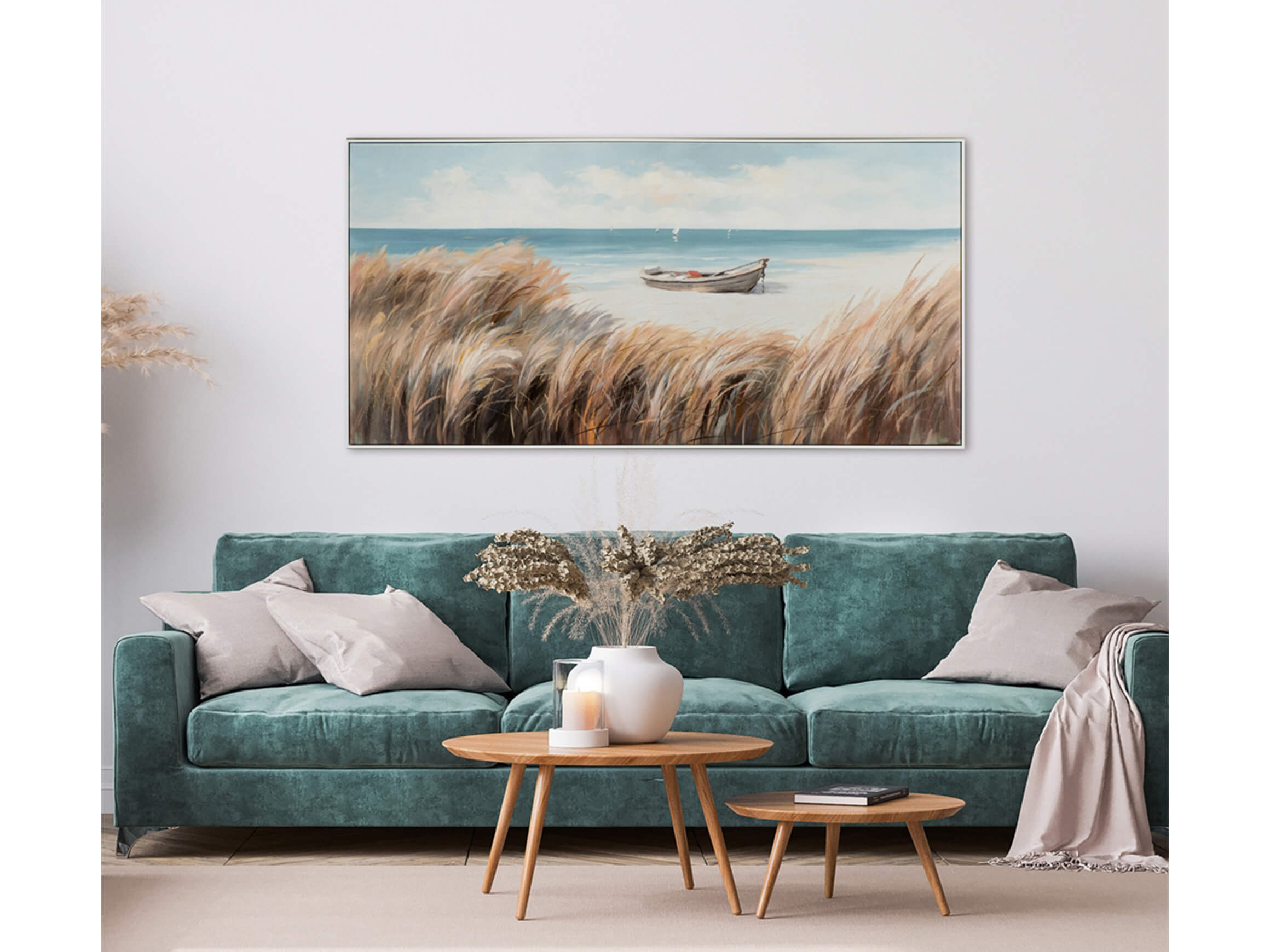 Bild Boot Hinter Dünengras image LAND / Grösse: 140 x 70 cm