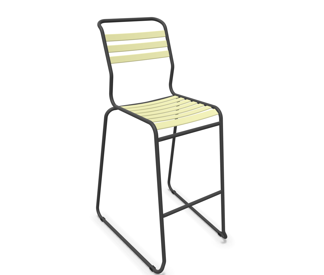 Schaffner Bar-Kufen-Lättlistuhl Säntis Gelb | Schubiger Möbel