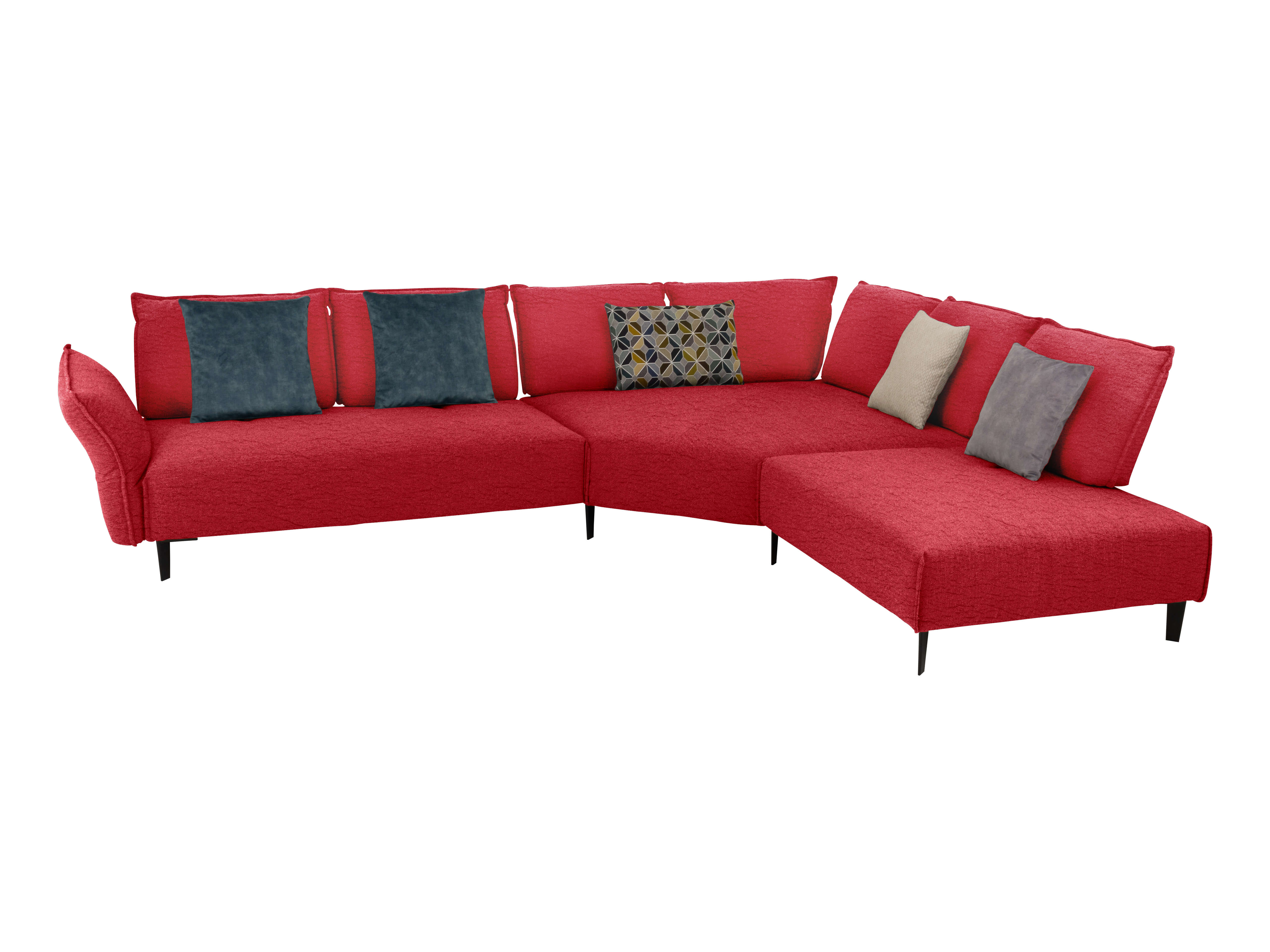 Corner sofa Bochum Basic Schillig Willi / Colour: Ruby Red / Material: Basic leather