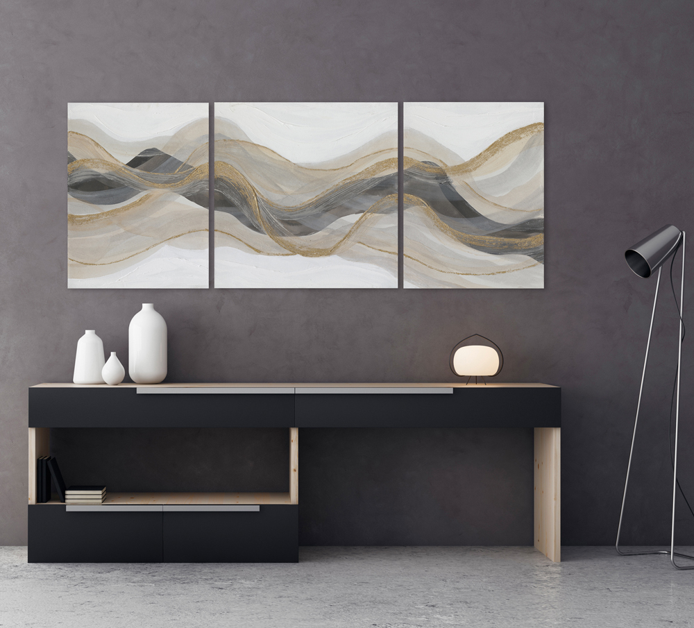 Gemälde-Abstrakte Wellen in Naturtönen-image LAND