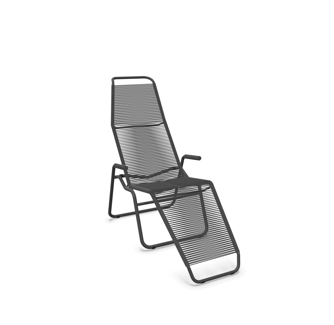Chaise longue spaghetti Brissago de Schaffner / Couleur : anthracite / Dimensions : 65 x 141 cm