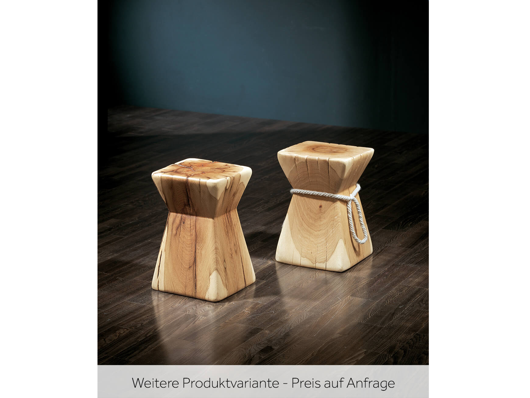 Hocker Fox, Sumpfeiche, mit Strickgriffen, b 30 cm t 30 cm h 45 cm