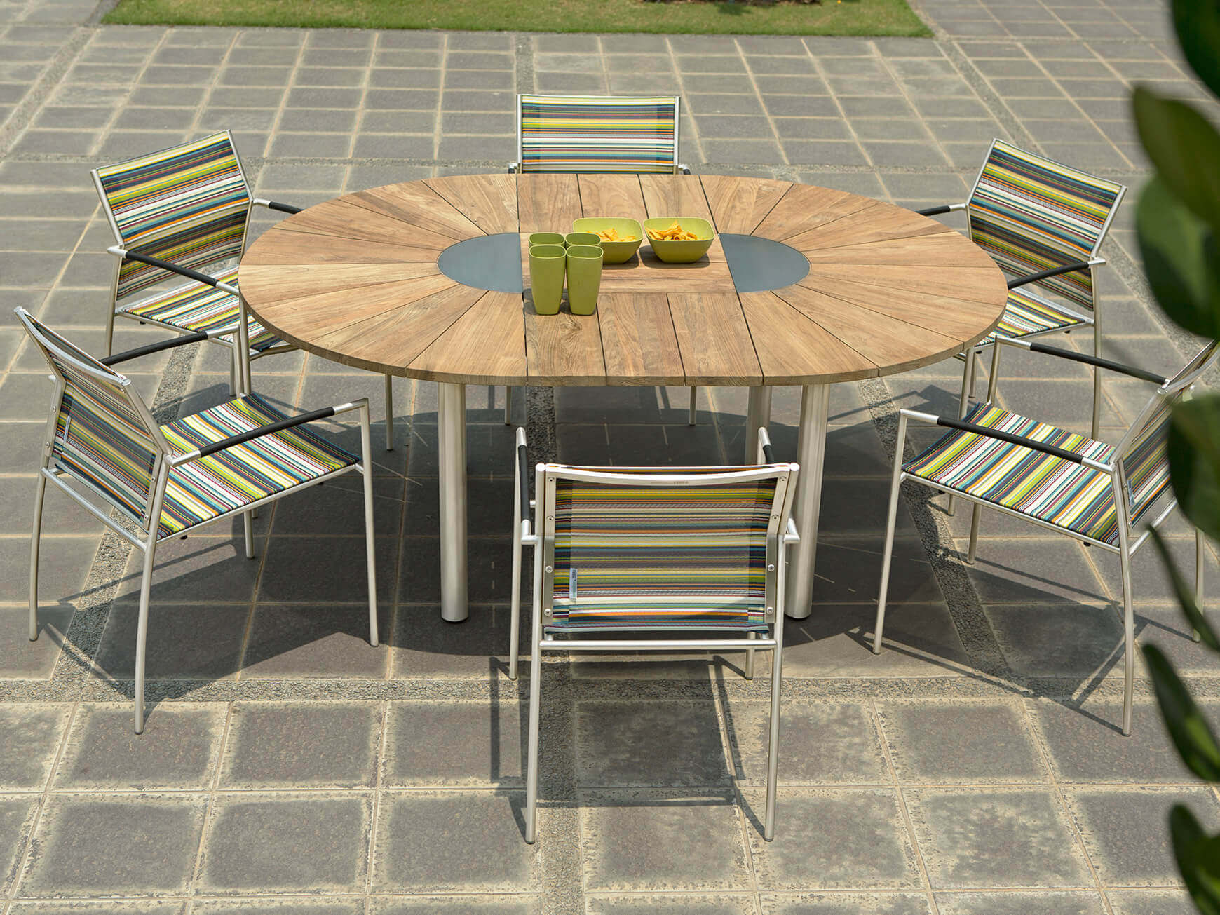 Gartenstuhl Rovex Stripes, Stapelbar, Teak, b 55 cm t 62 cm h 82 cm