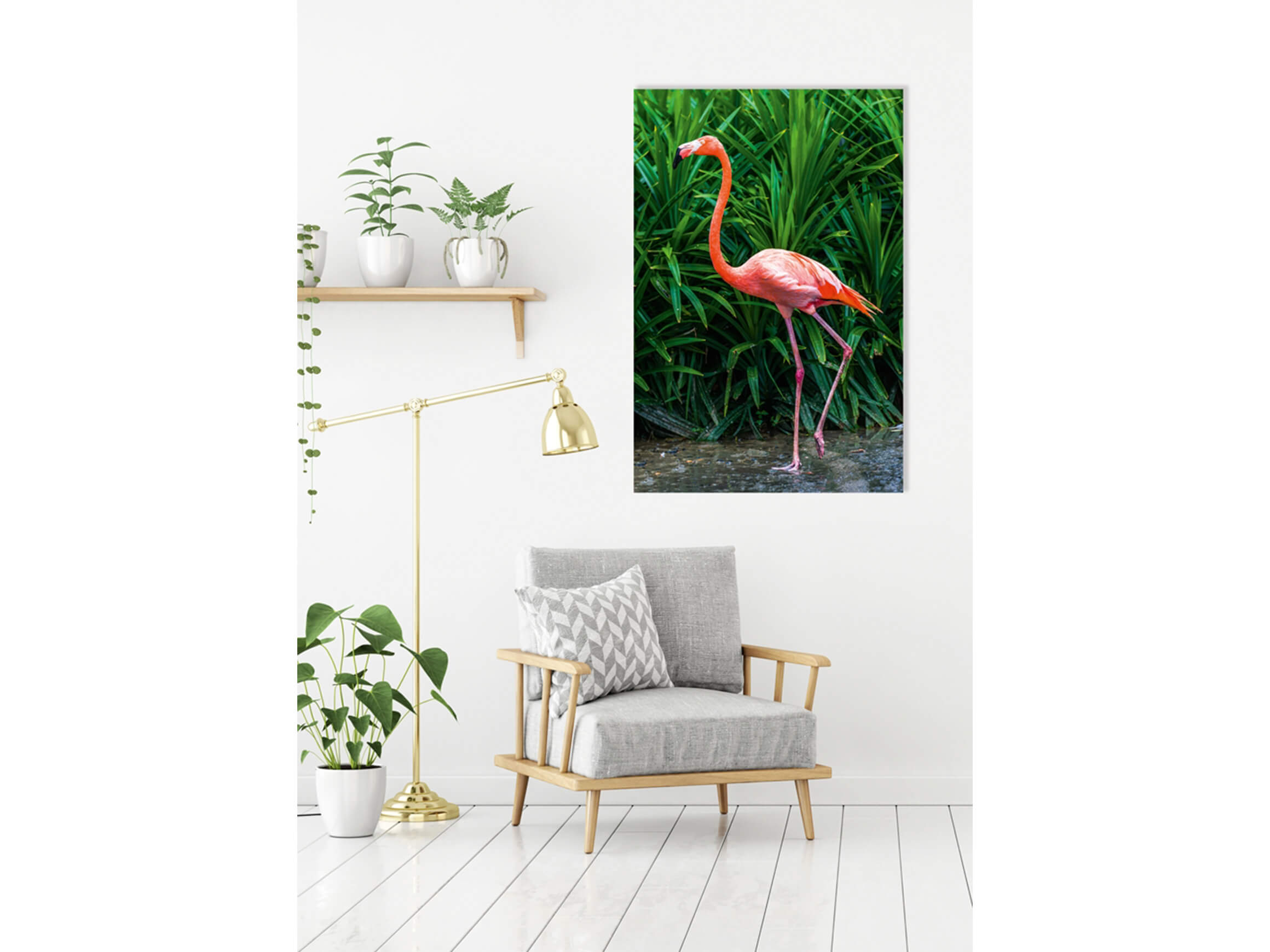 Digitaldruck auf Acrylglas Eleganter Flamingo image LAND / Grösse: 120 x 80 cm