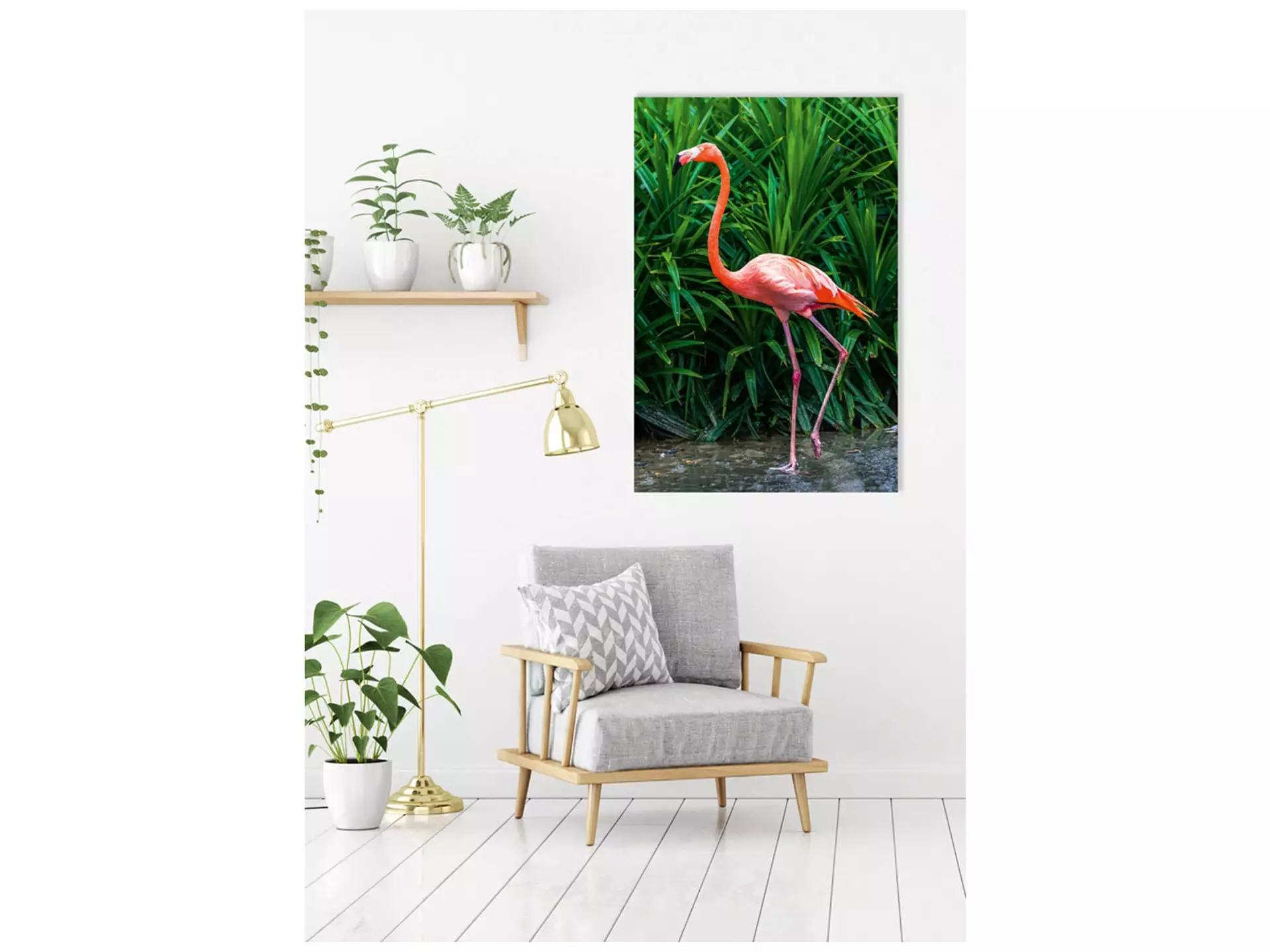 Digitaldruck auf Acrylglas Eleganter Flamingo image LAND / Grösse: 120 x 80 cm