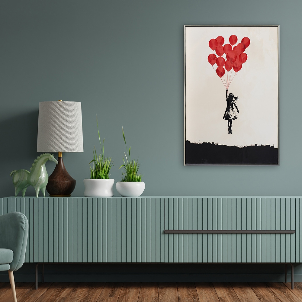 Bild Flying Ballon Girl image LAND / Grösse: 90 x 60 cm