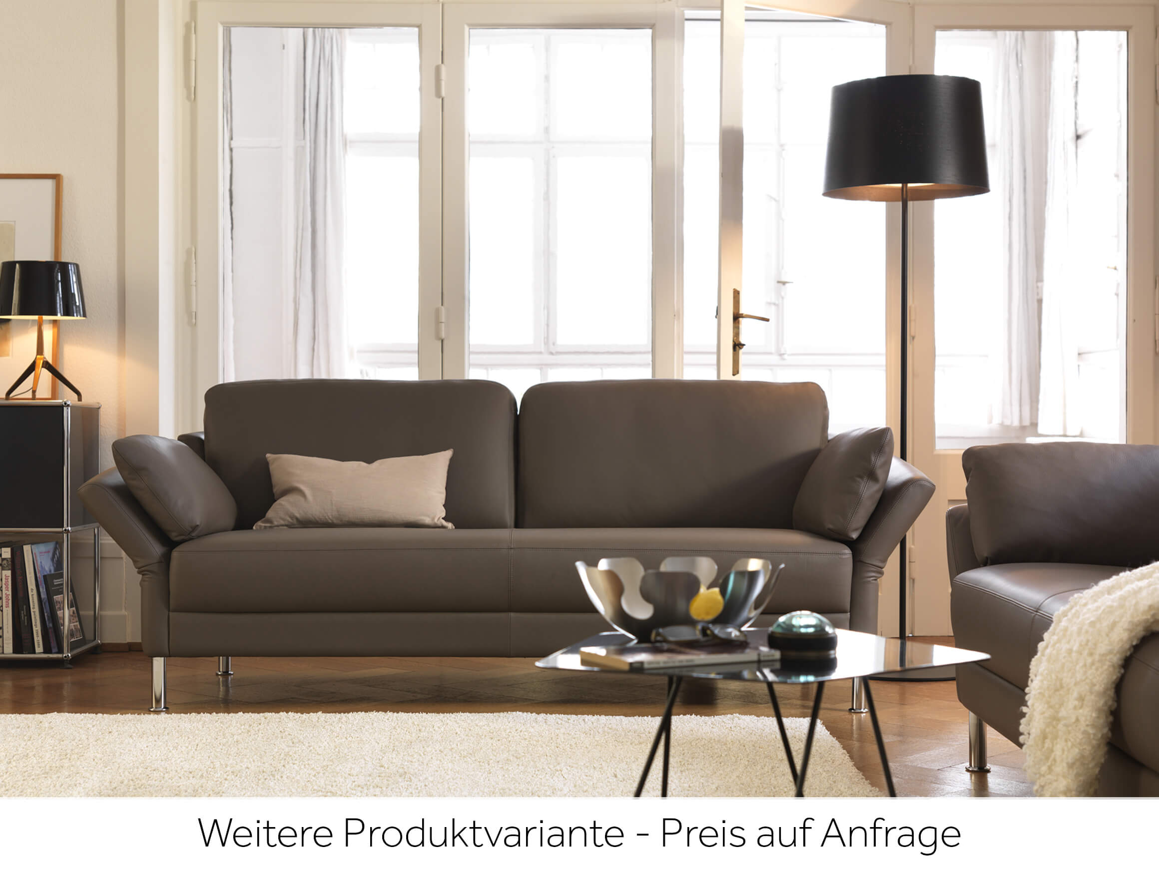 2er Sofa Nimbus, Leder, Höhenverstellbar, b 164 cm t 86 cm h 81-84 cm