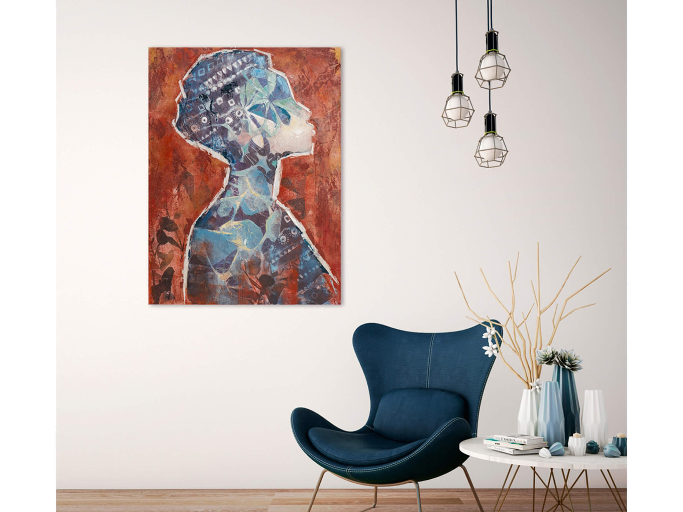 Bild Florale Schönheit in Blau image LAND / Grösse: 120 x 90 cm