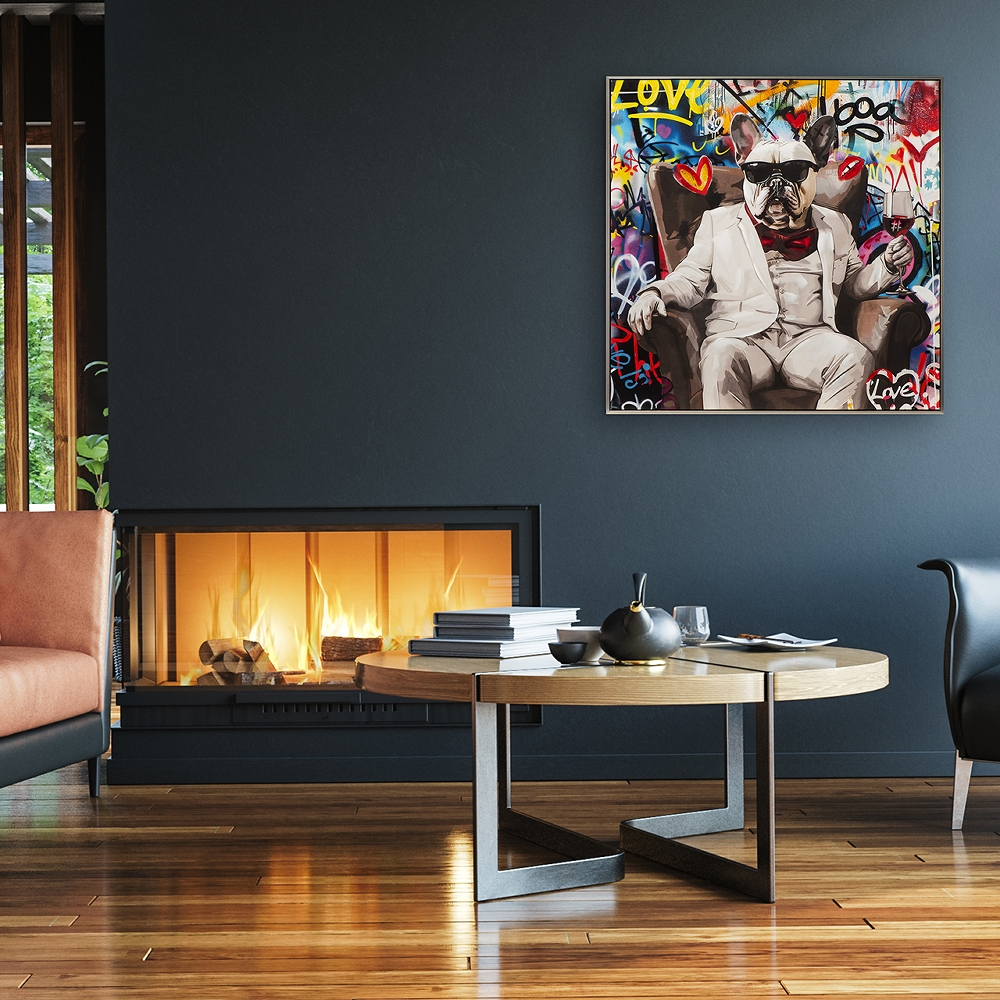 Bild Cool French Dog image LAND / Grösse: 80 x 80 cm