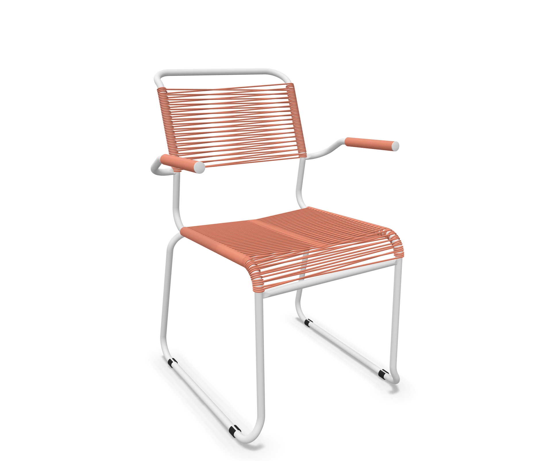 Kufen-Spaghetti-Stuhl Säntis mit Lehne von Schaffner / Farbe: Terracotta / Grösse: 60 x 61 cm