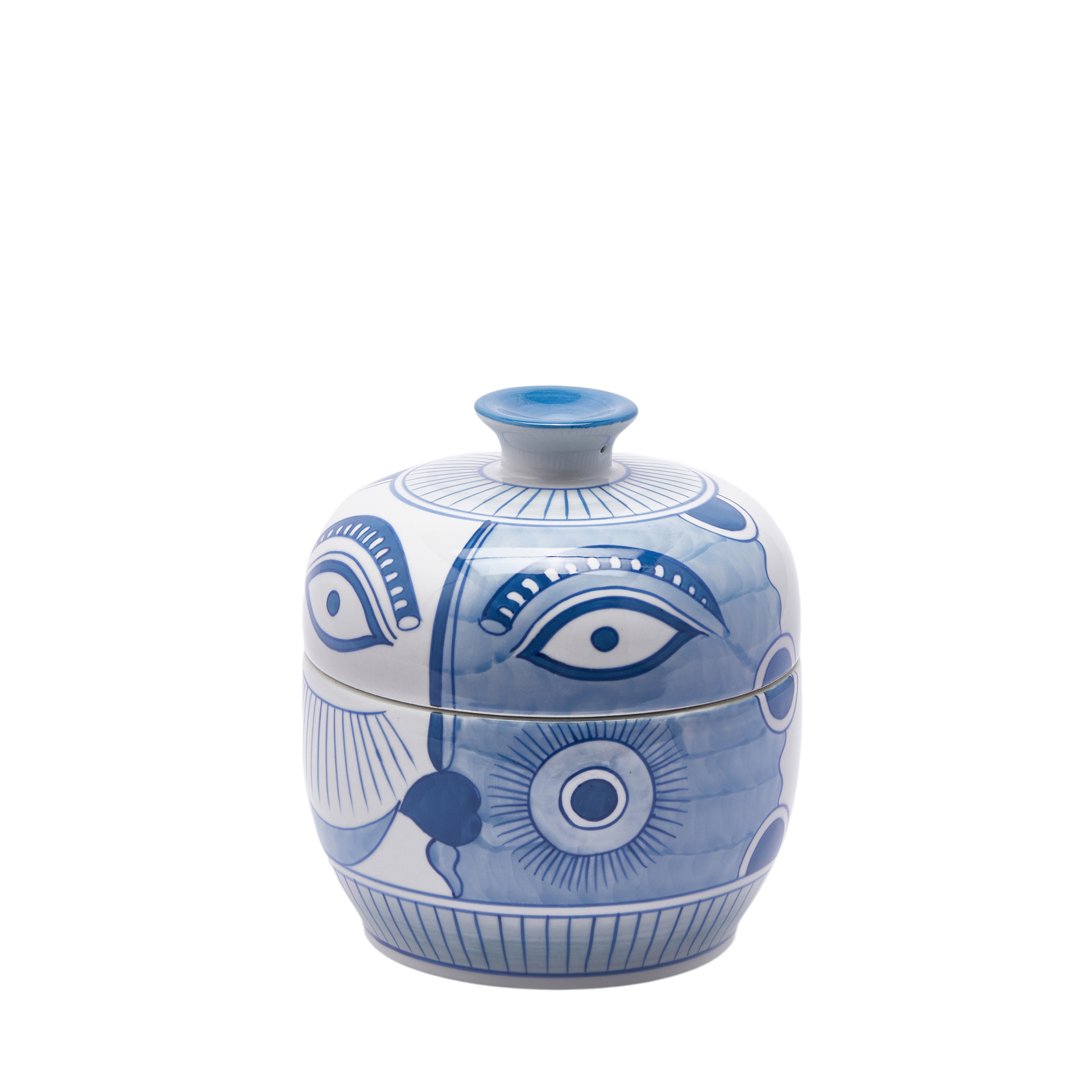 Edg Vase Gesicht Weiss,blau H: 19 cm Blau | Schubiger Möbel