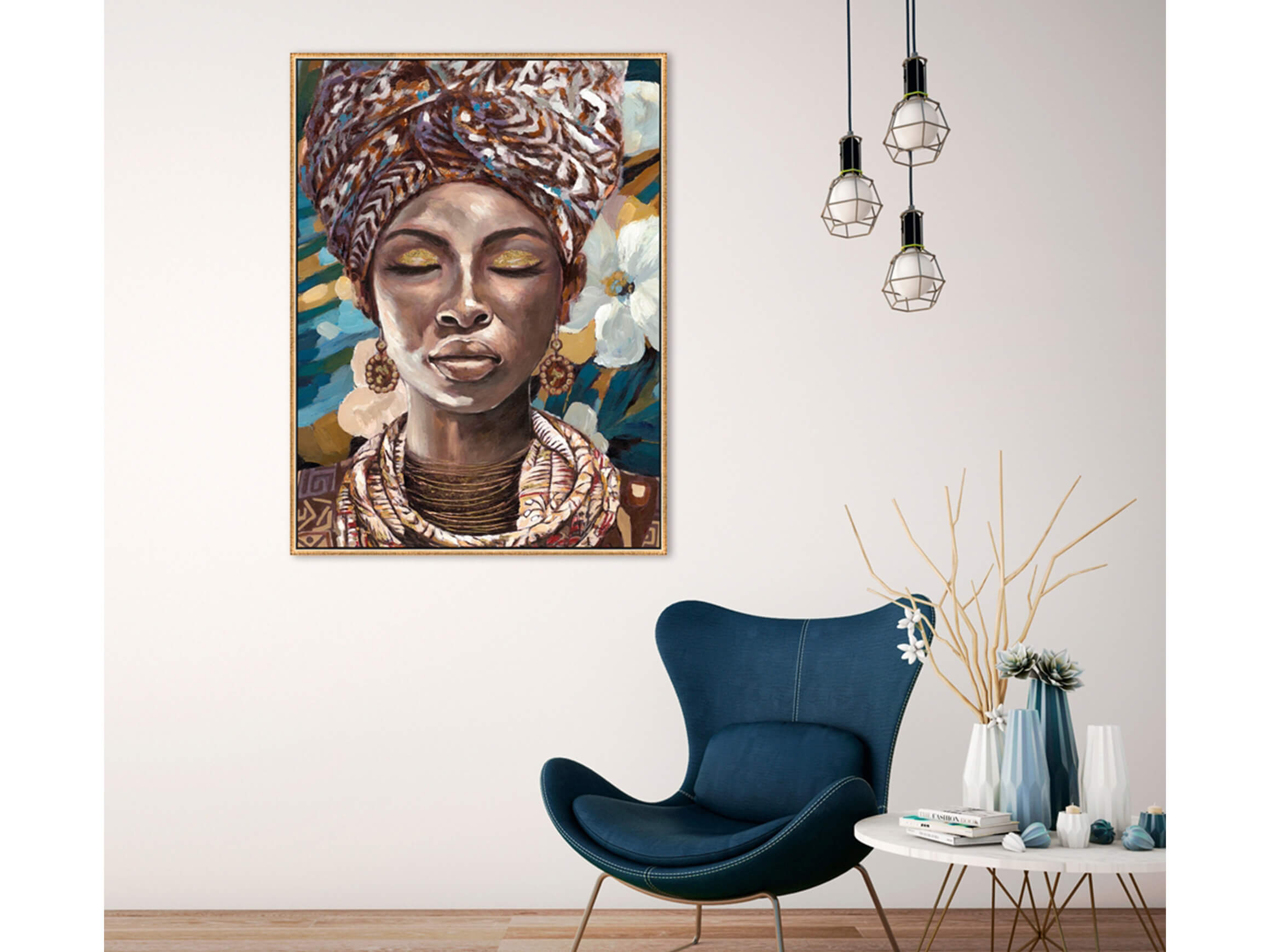 Bild Träumende Schönheit mit Blumen image LAND / Grösse: 80 x 60 cm