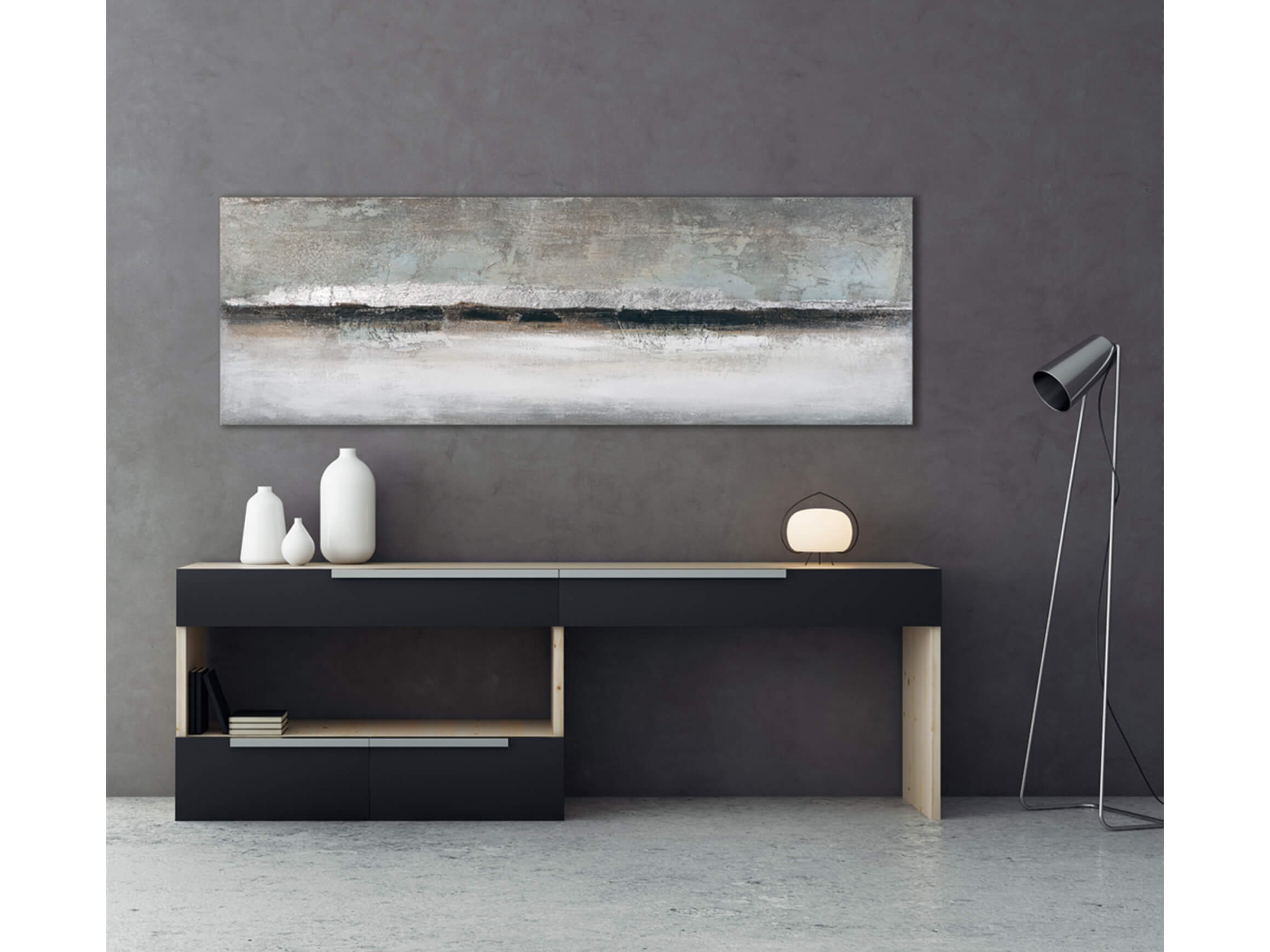 Bild Abstrakte Farbkomposition in Grau und Silber image LAND