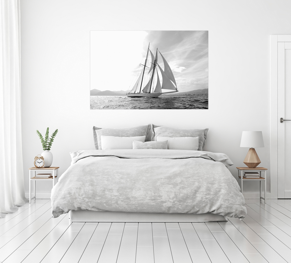 Alubild Segelschiff in Schwarz Weiß image LAND