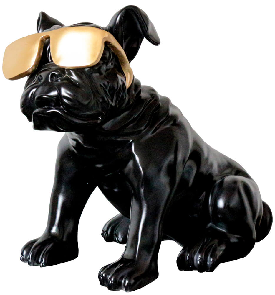 Skulptur Bulldogge mit Goldener Sonnenbrille image LAND