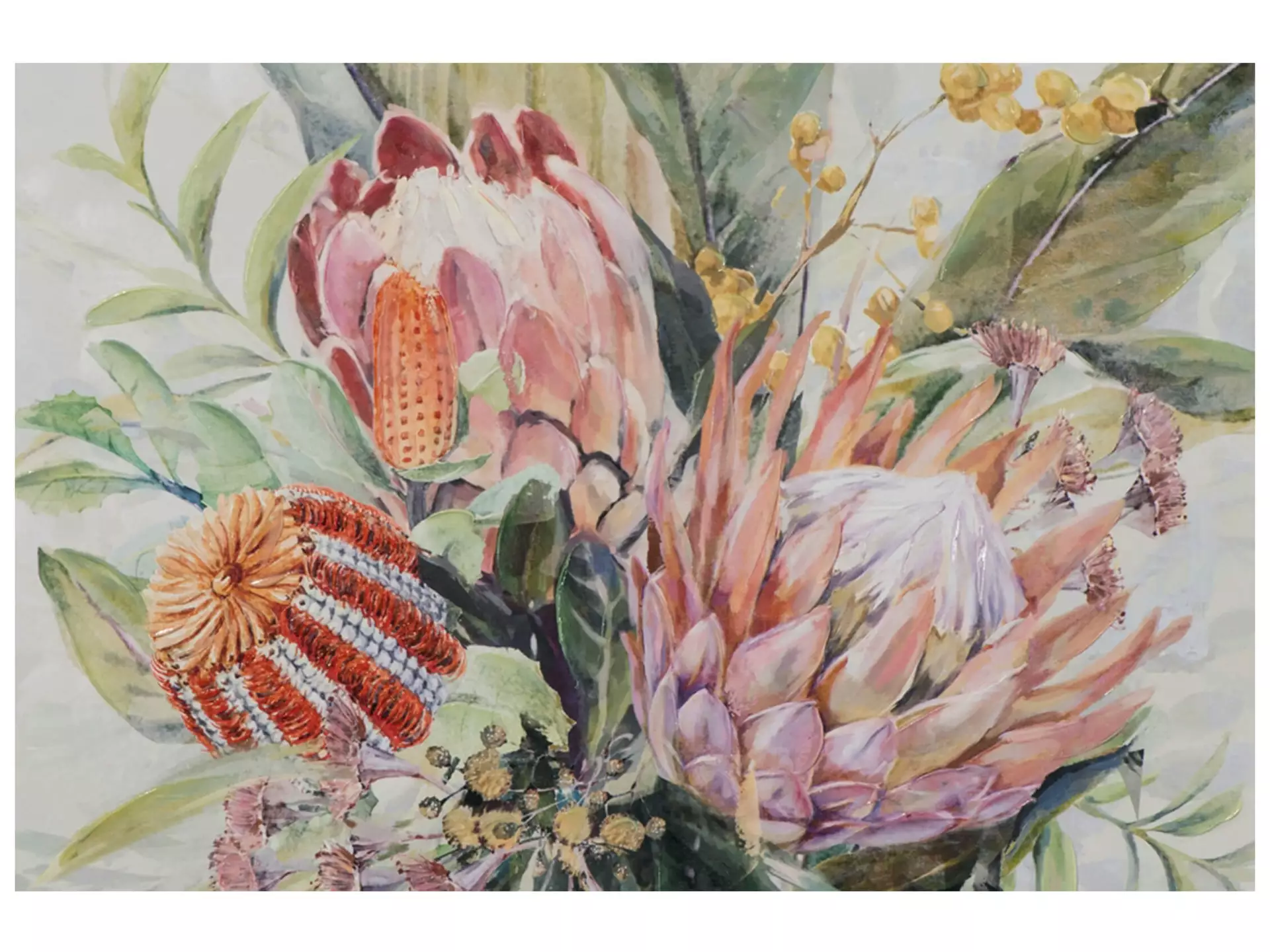 Bild mit Rahmen Rosafarbene Protea-Blüten image LAND