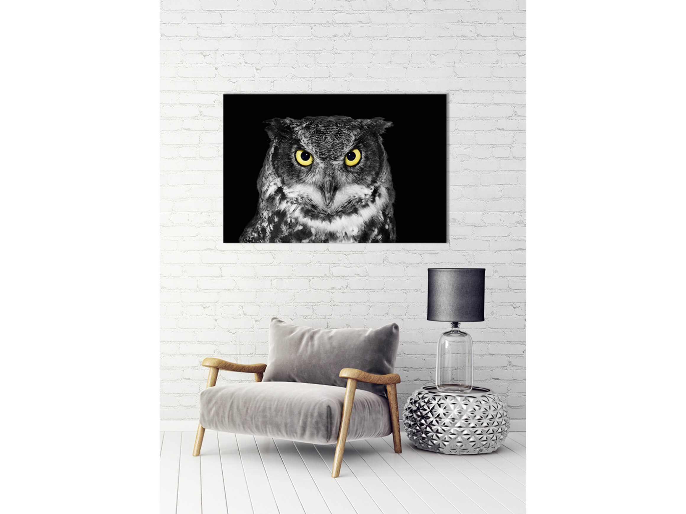 Digitaldruck auf Acrylglas Eule image LAND / Grösse: 120 x 80 cm