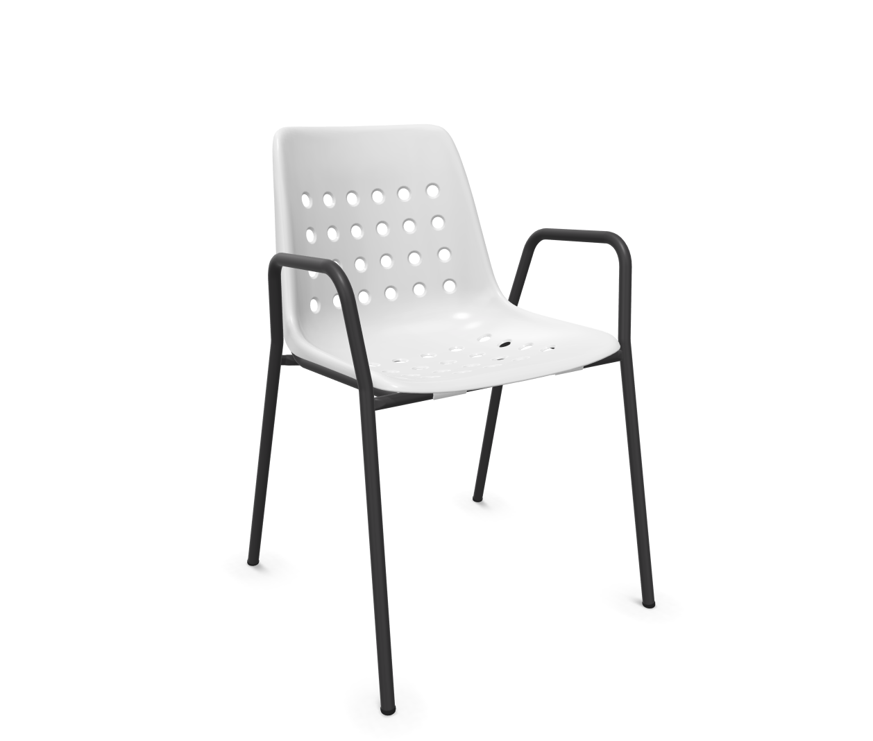 Schalen-Stuhl Bermuda mit Armlehne Rundrohr von Schaffner / Farbe: Weiss / Grösse: 58 x 52 cm