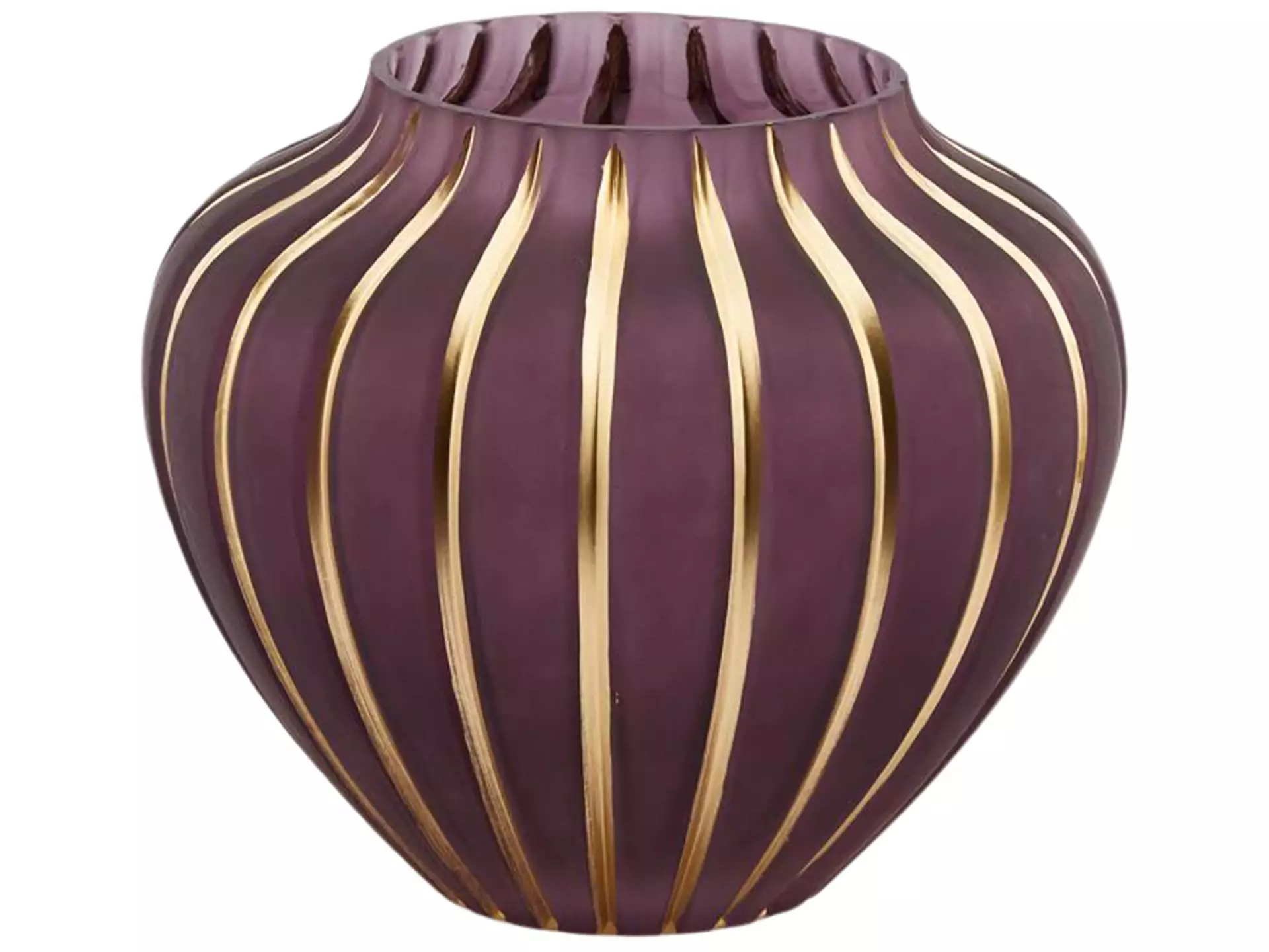 Vase Glas Dunkel Lila Gold H: 17 cm Edg