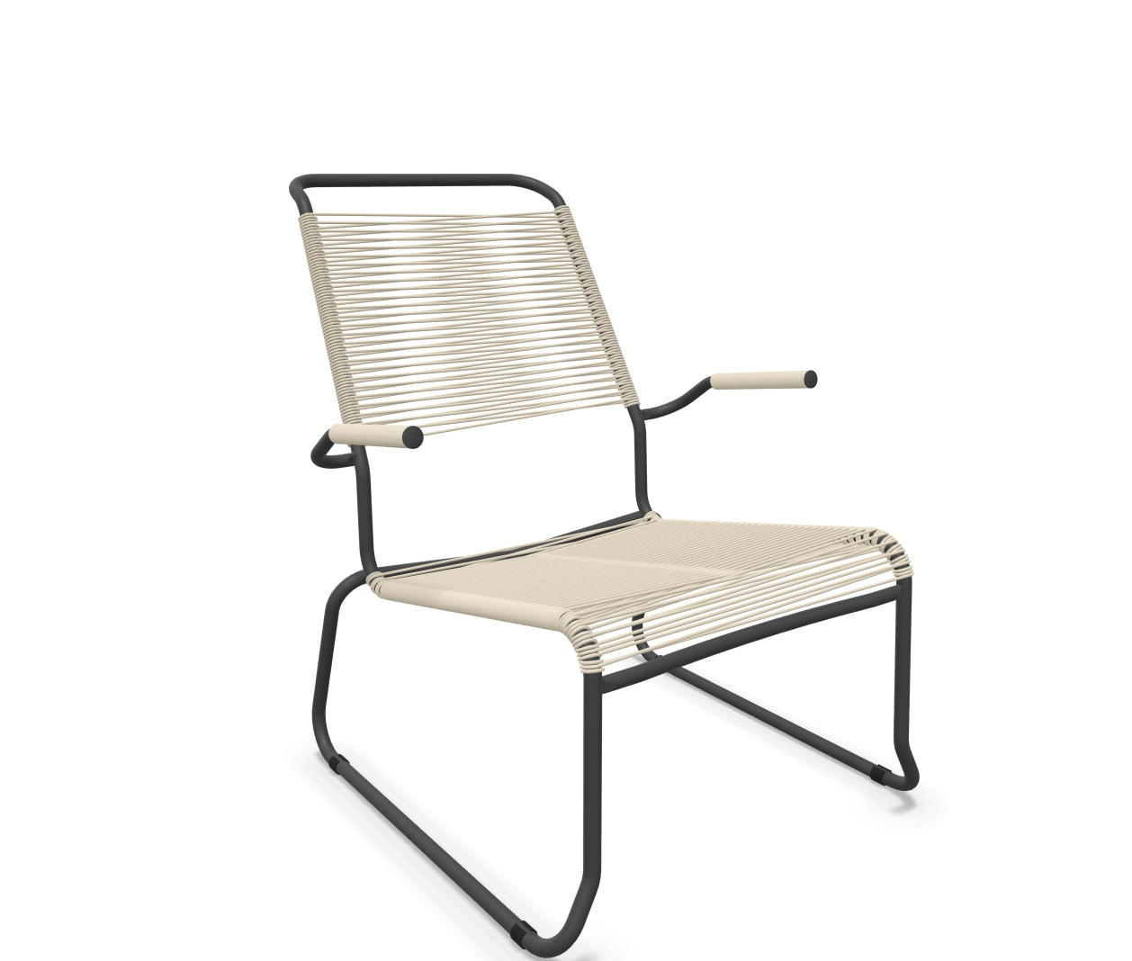 Kufen-Spaghetti-Lounger Säntis mit Lehne / Hochlehner von Schaffner / Farbe: Pastellsand / Grösse: 68 x 85 cm