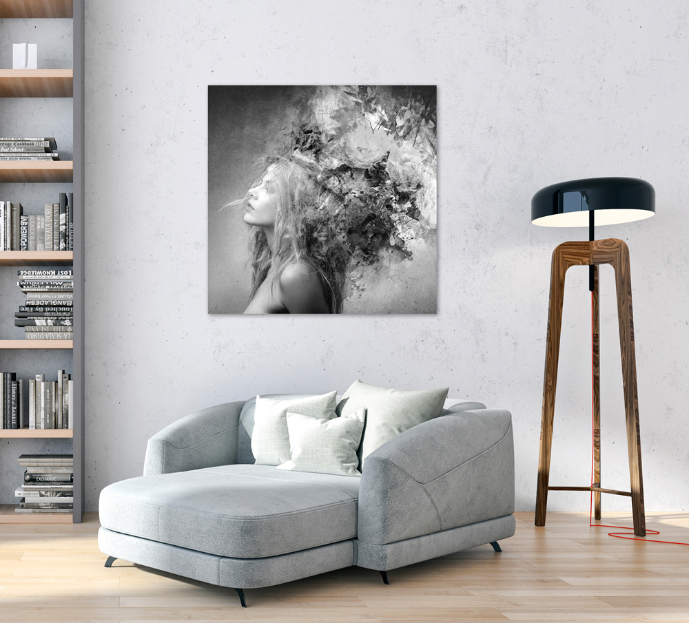 Acrylglasbild-Frau mit Blumenschmuck-image LAND