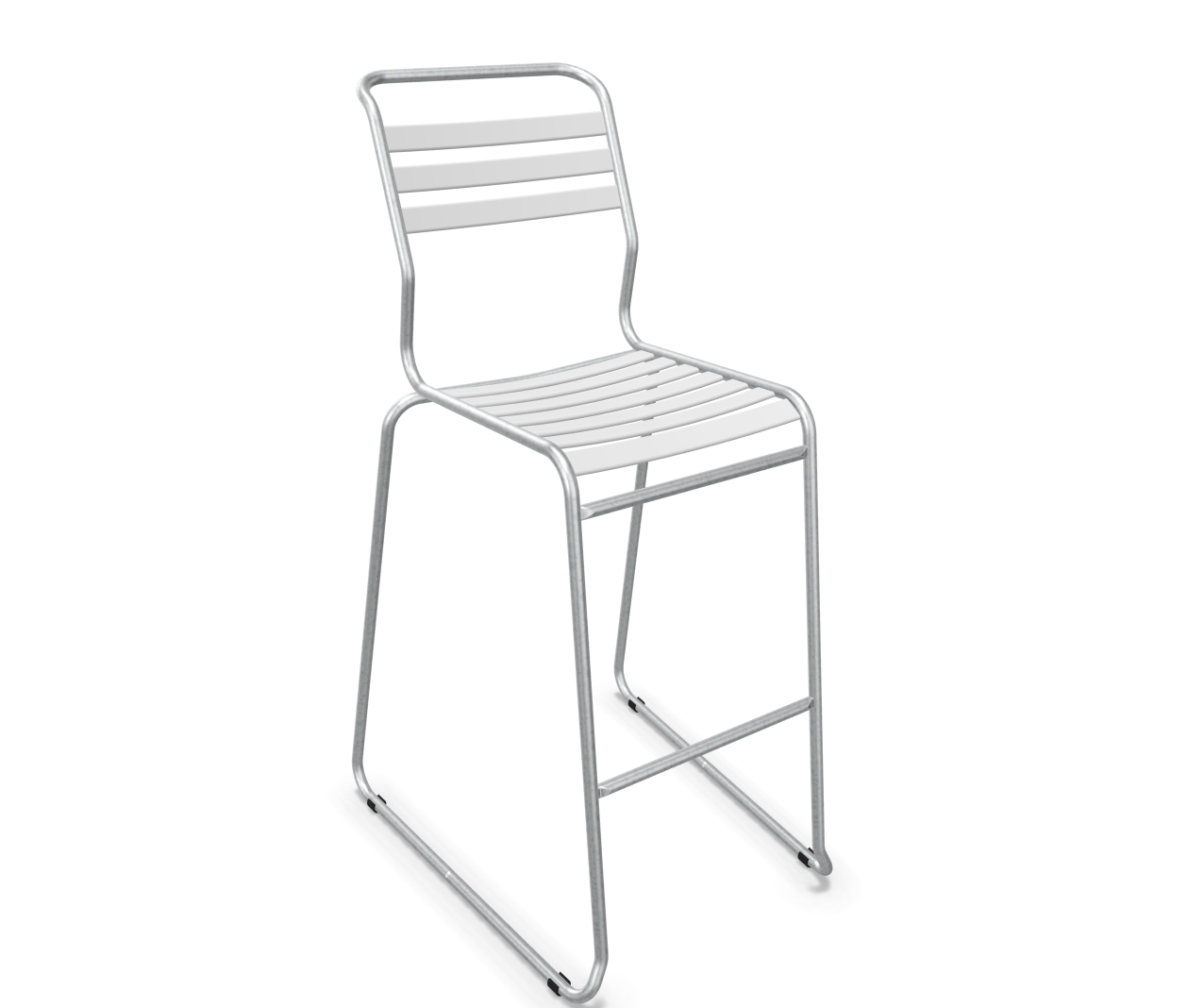 Schaffner Bar-Kufen-Lättlistuhl Säntis Feuerverzinkt Weiss | Schubiger Möbel