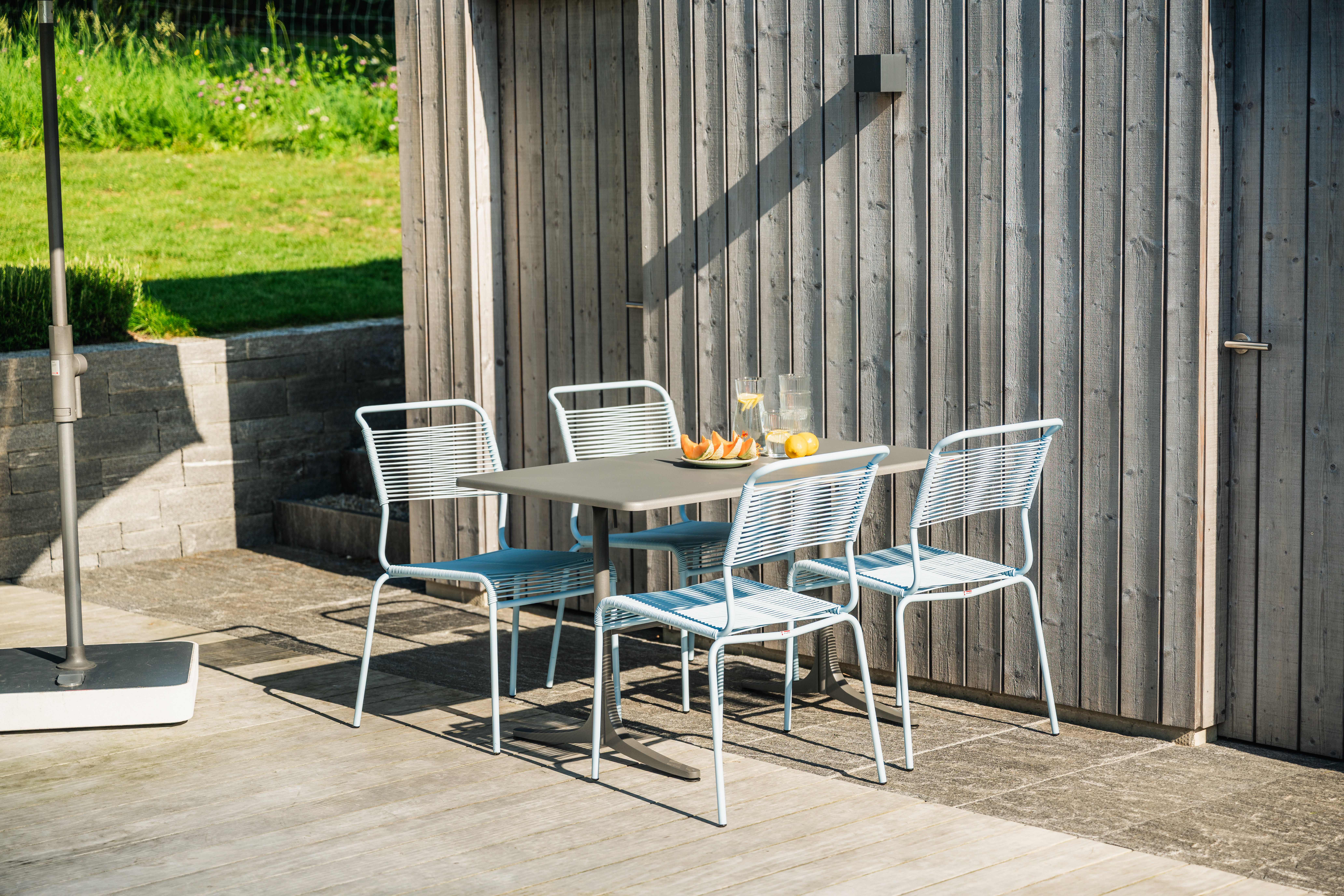 Schaffhausen garden table from Schaffner / Colour: Pastel blue / Size: 120 x 70 cm