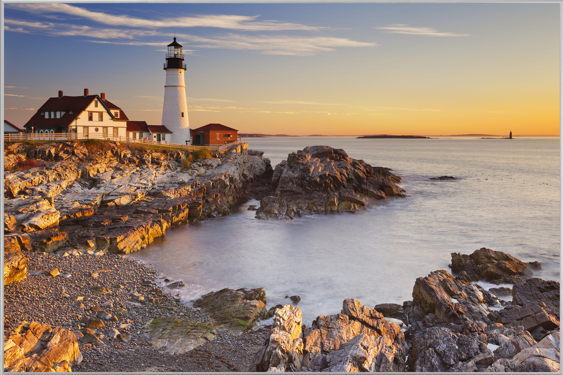 Bild mit Rahmen-Leuchtturm Bei Abendstimmung-image LAND
