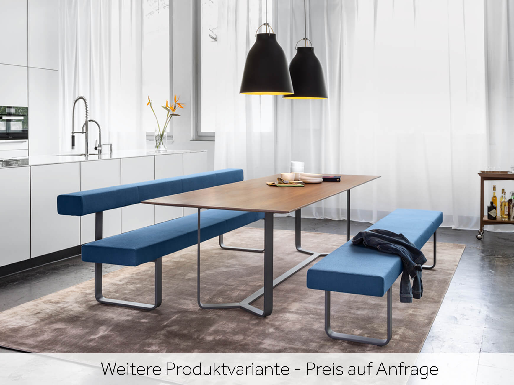 Bank Permesso, Leder Donna, Rechteckrohr, b 210 cm t 61 cm h 78 cm