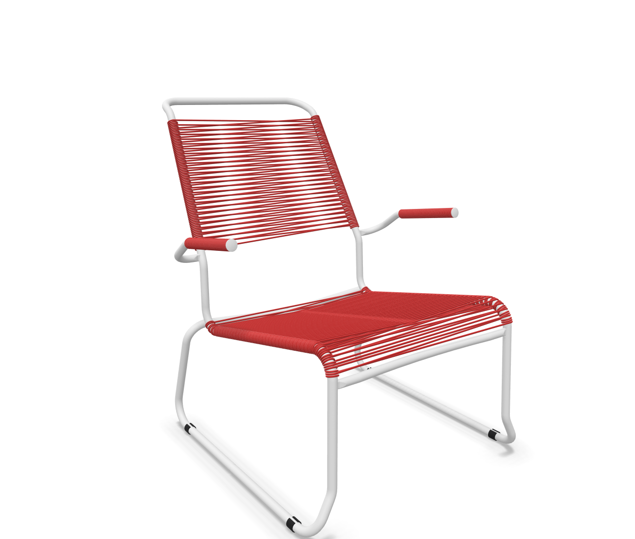 Schaffner Kufen-Spaghetti-Lounger Säntis mit Lehne / Hochlehner Rot | Schubiger Möbel