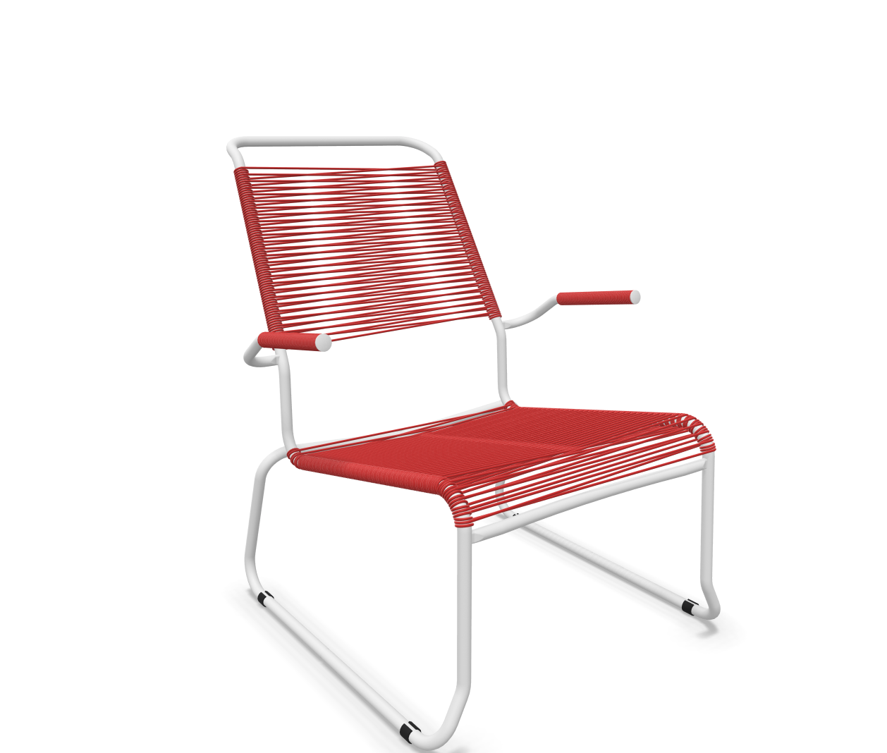 Kufen-Spaghetti-Lounger Säntis mit Lehne / Hochlehner von Schaffner / Farbe: Rot / Grösse: 68 x 85 cm